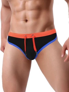 Mens Bikini Underwear Swimming Briefs Sexy Low Waist Swimwear with Drawstring... - Picture 1 of 6