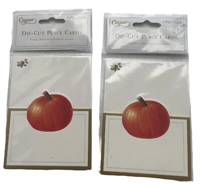 Caspari NEW Fall Table Classic Pumpkin Die Cut Place Cards 2 Packs 8 Each 69788P - Image 1 of 4