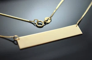 Stabkette 14k Echt Gold personalisiert Namensstab Halskette individuelle Gravur - Bild 1 von 2
