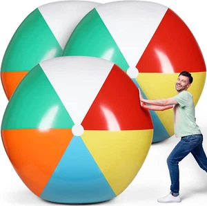 3 PCS Giant Beach Ball 6 FT Big Swimming Float Balls for Pool Toys PVC Large Hug - Picture 1 of 7