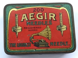 ANCIENNE BOÎTE A AIGUILLES DE GRAMOPHONE 200 AEGIR NEEDLES THE LOUDEST NEEDLE - Foto 1 di 5