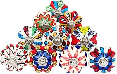 Indian Handmade Multi Colour Ceramic Door Knobs Lot of 30 Kitchen Cabinet handle - Image 1 of 4