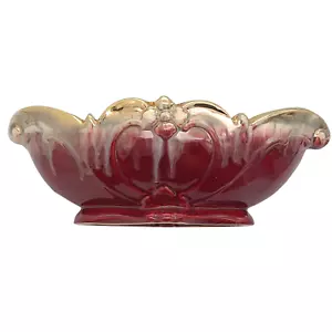 Vintage German Lava Mantle Vase Drip Glaze Gold Trim Mid Century Modern MCM Retr - Bild 1 von 17