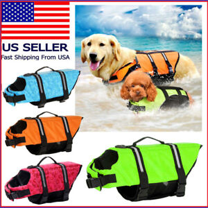 Pet Dog Life Jacket Swimming Durable Safety Vest Reflective Stripe + PULL Handle