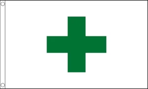 Green Cross Flag 5 x 3 FT 100% Polyester with Eyelets Banner Medical Health IE - Picture 1 of 2