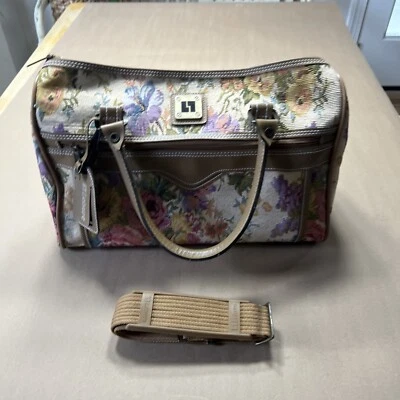 Leisure Floral Tapestry Double Handle W/Shoulder Strap Weekender Travel Bag Vtg - Image 1 of 4