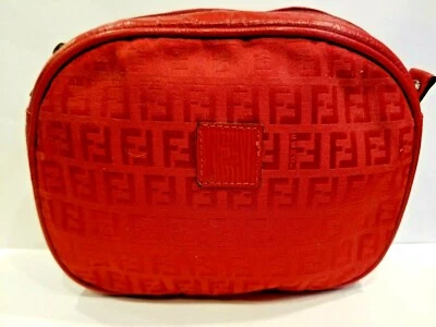Bolso sin asas/hombro FENDI auténtico monograma rojo lona y cuero vintage años 80  Foto 1 de 4