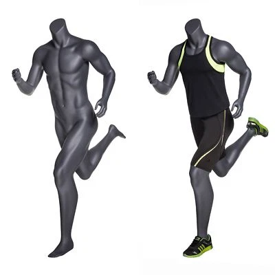 Manequim esportivo atlético masculino adulto corpo inteiro corrida sem cabeça com base - Imagem 1 de 2