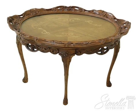 51030EC: Vintage 1930s French Style Inlaid Mahogany Coffee Table Cover