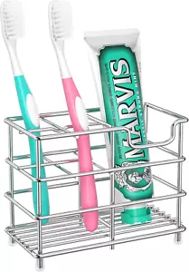 Small Toothbrush Holder for Bathroom, 5 Slots Silver Stainless Steel Bathroom Ac - Picture 1 of 12