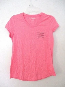 912B3 Hanes K064 Girl's Bedazzled Pocket T-Shirt LG Neon Pink - Picture 1 of 2