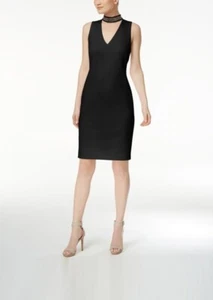 Calvin Klein Elegant BLACK Cocktail Party Keyhole Chocker Sheath Dress size 8 - Picture 1 of 13