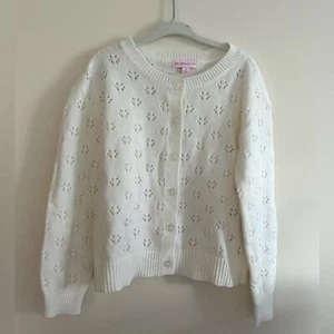 NWT White Girls Sz 5 Pointelle Knit Button Down Cardigan Sweater- Design History - Picture 1 of 5