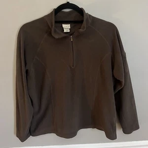 L.L. Bean Sweater Women's Large Brown 1/4 Zip Pullover Fleece Shell 0FPU3 - Picture 1 of 7