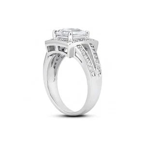2ct D VS1 Princess Earth Mined Certified Diamonds 950 Plat. Halo Side Stone Ring - Picture 1 of 3