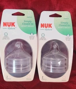 Paquete 2 paquetes (4 pezones) NUK Simply Natural pezones silicona mediana 1m+ - Imagen 1 de 4