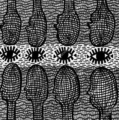 Dibujo a tinta original de 5"x5" sin marco firmado dibujado a mano surrealismo arte extraño  Foto 1 de 2