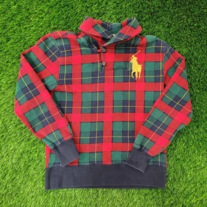 Vintage 90s Ralph-Lauren Plaid Sweater Women 2XS/XS 17x23 Big-Pony - Picture 1 of 16