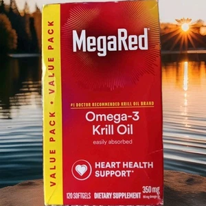 MEGARED OMEGA-3 KRILL OIL 350MG HEART HEALTH SUPPORT SUPPLEMENT 120 SOFTGELS!!!! - Picture 1 of 4