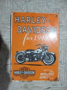 Porcelain Harley Davidson Enamel Metal Sign Plate Size 10" x 7" Inches - Picture 1 of 3