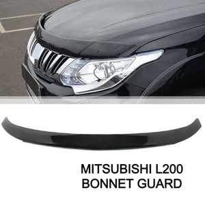 Black Bonnet Guard Bug Shield Protector Deflector For Mitsubishi L200 2015 -2019 - Picture 1 of 17