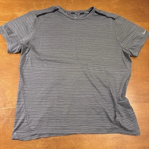 Nike Shirt Herren 2XL Grau Active Kurzarm Dri Fit Running Gestreift - Bild 1 von 10