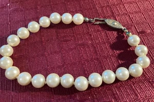 Vintage Faux Pearl 9” Bracelet Hand Knotted Hook Clasp Flapper Jewelry - Picture 1 of 4