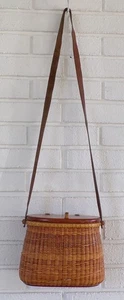Bolso canasta estilo pesca Nantucket Creel 1995 hecho a mano tejido a mano - firmado - Imagen 1 de 20