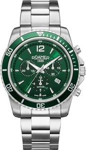 Roamer 862837 41 75 20 Nautic Chrono 100 green silver Steel Men's Watch NEW - Picture 1 of 6