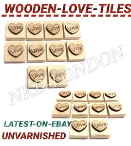 Corazón de madera símbolo de amor bloque juegos azulejos para bodas artesanía álbum de recortes Reino Unido - Imagen 1 de 9