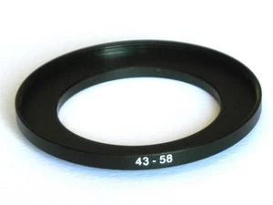 STEP UP ADAPTER 43MM-58MM STEPPING RING 43MM TO 58MM 43-58 FILTER ADAPTER - Picture 1 of 1