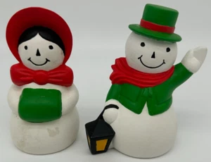 Christmas Mr & Mrs Santa Snowmen Figurine Lot~USED~Vintage Ceramic Mold Snowman - Picture 1 of 6