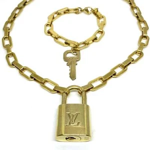Louis Vuitton Set Lock Geometric Chain Necklace and Key Bracelet - Picture 1 of 8