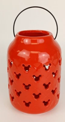 Disney Mickey Mouse Rojo Cerámica Jardín Porche Patio Vela Linterna 7" Alto NUEVO Foto 1 de 4