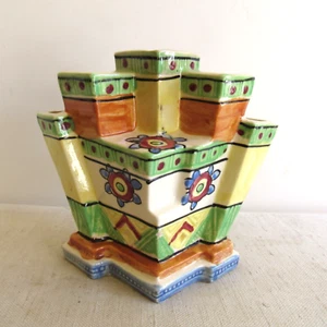 VIntage Ceramic Vase Art Deco Hand Painted Vase Ikebana Made in Japan Colorful - Picture 1 of 5