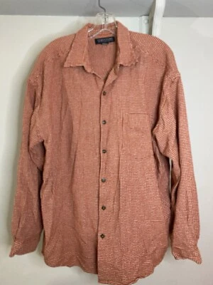 VTG STRUCTURE Rust Cottong Geometric Button Up Shirt L  - Image 1 of 4