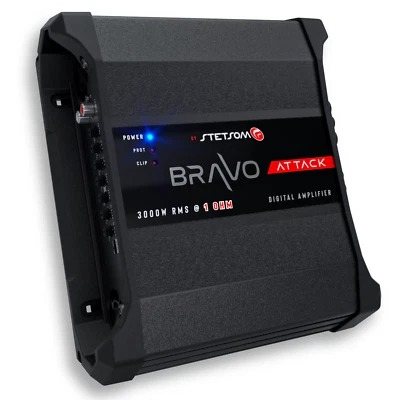Stetsom BRAVO ATTACK 3K Amplifier 1-ohm Monoblock 3000 Watt RMS Car Audio Amp - Image 1 of 4
