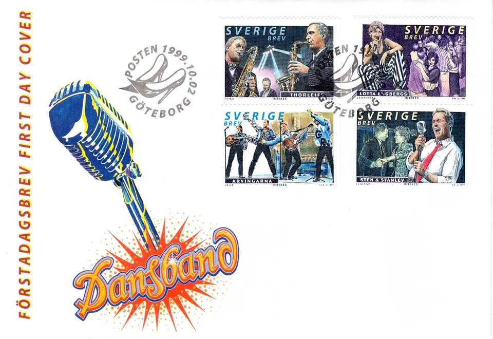 SWEDEN FDC DANCE BAND MUSIC SIGNERS JAZZ GUITAR  1999 ISSUE - Image 1 of 1