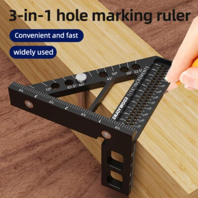 3D Multi-Angle Measuring Ruler Square Protractor Hole Positioning T-Type Scriber - Image 1 of 4