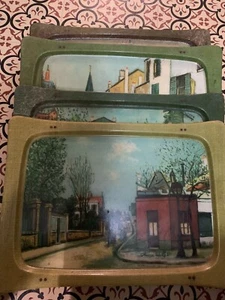 TCM Fiberglass TV Trays Vintage Maurice Utrillo Street Scenes Trays Only - Picture 1 of 8