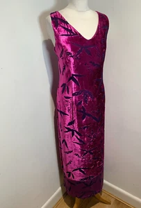 Austin Reed floral velvet midi dress 16 pink purple pattern print sheath maxi - Picture 1 of 11