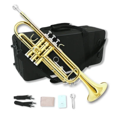 Musical Bb Standard Trumpet with 7C Mouthpiece Hard Case Strap for Music Fans - Bild 1 von 4