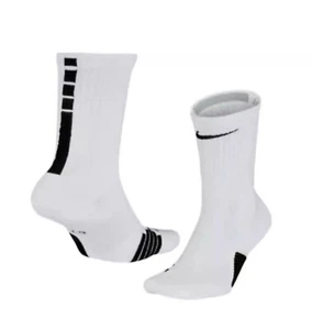 Nike Elite Crew Basketball Socks DRI-FIT Large 8-12 White Black SX7622-100 - Picture 1 of 4