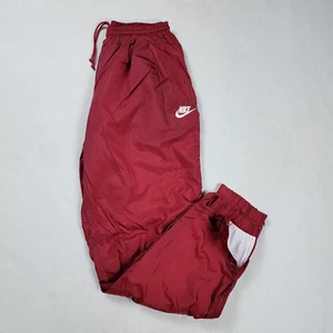 Vintage Nike Nylon Windbreaker Track Pants Mens Large Red Lined Zip Ankles 1990s - Picture 1 of 16