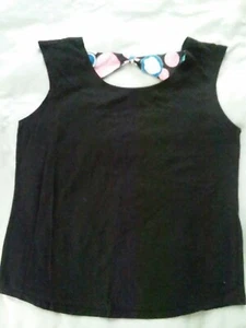 Joe Boxer Womens Solid Black Sleeveless with Back Polka Dot Accent Bow Large L - Picture 1 of 4