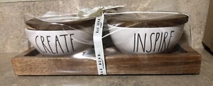 RAE DUNN Create And Inspire Bowls With Lids And Tray Set New In Sealed Box Wood - Picture 1 of 6