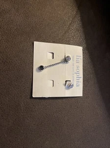 Lia Sophia Front rhinestone stud black drop back earrings - Picture 1 of 5
