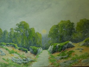 Aquarelle Forêt de Fontainebleau Coucher de Soleil    CO 33 - Imagen 1 de 4