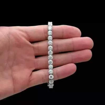 Round Lab Created Diamond 12Ct Womens Tennis Bracelet Silver 7" Inch 14K Gold FN - Image 1 of 4