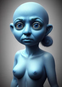 ACEO e9Art CNC cute creepy alien Pop Surrealism art fantasy unusual nude girl - Picture 1 of 2